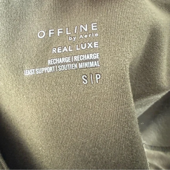 OFFLINE by Aerie Real Luxe Faux Leather Crop Tank Bra Top Olive S NWT - Picture 6 of 6